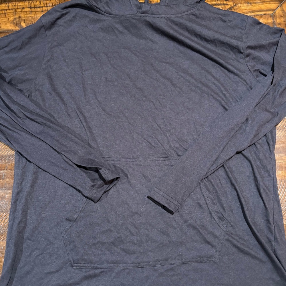 Real Essentials Mens XL Blue Long Sleeve Hooded T-Shirt Pullover Hoodie